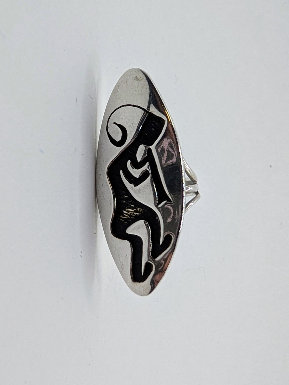 Vintage Sterling Silver Black Inlay Running Ring Southwestern Size 6